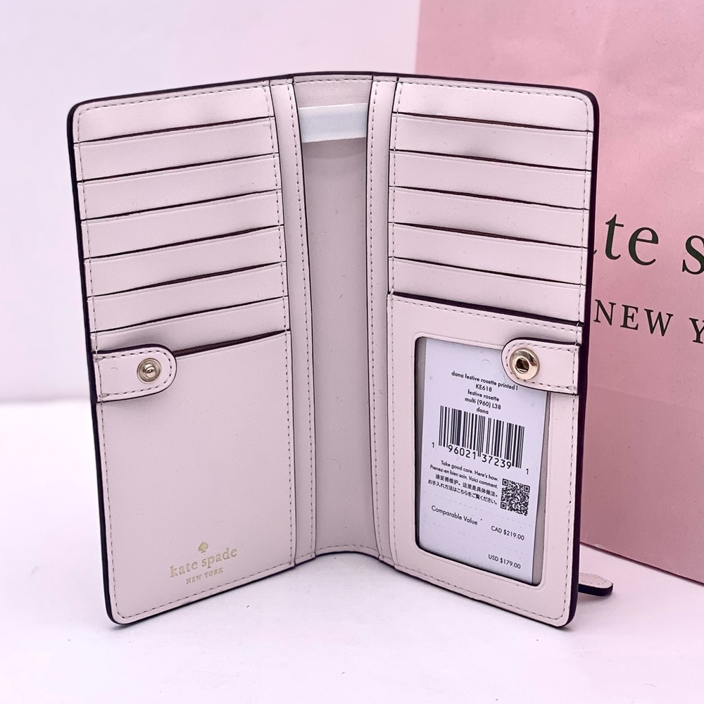 Kate Spade Rose Dana Large Slim Bifold Wallet - Picture 7 of 10